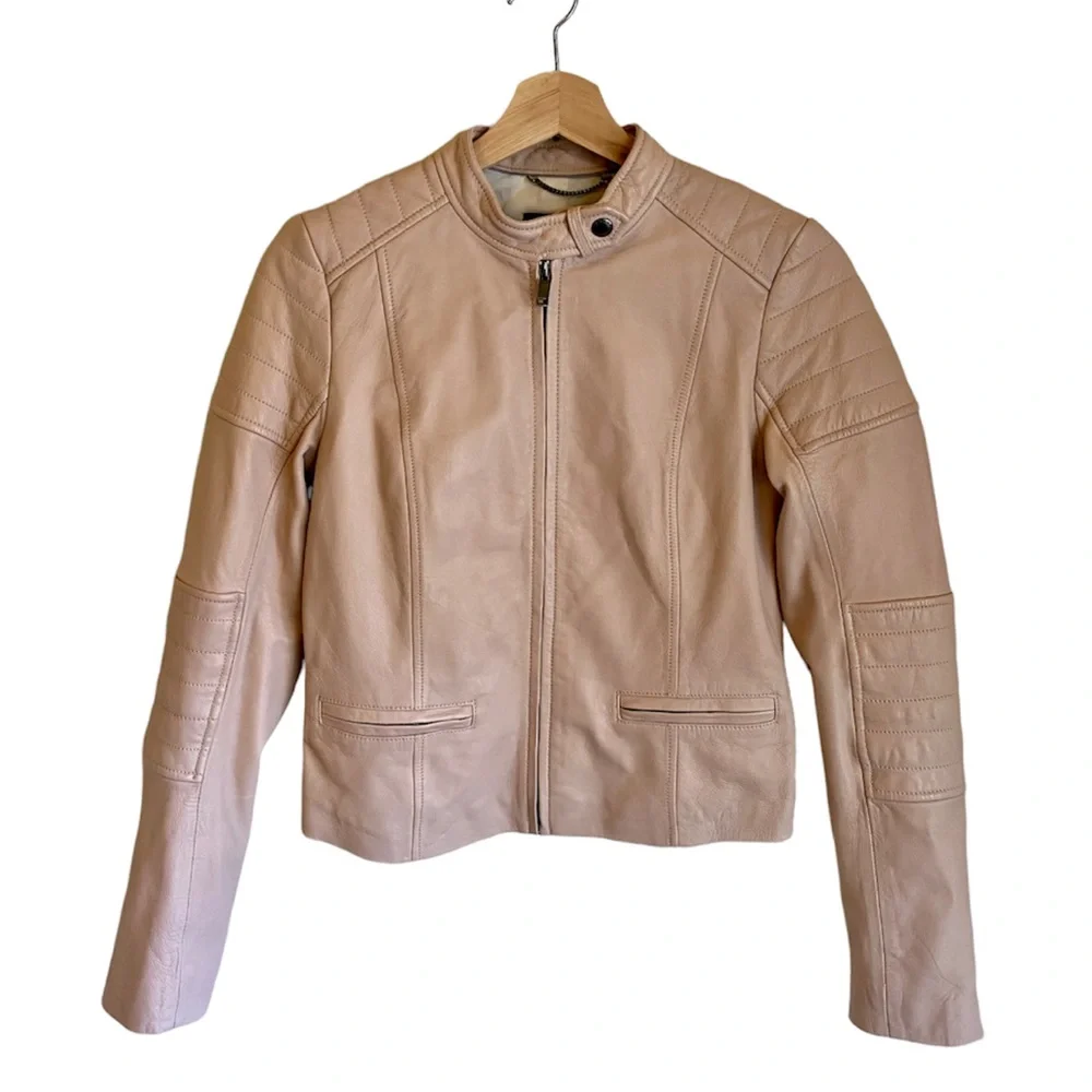 [Banana Republic] Lamb Leather Full Zip Moto Jacket - Picture 3 of 7